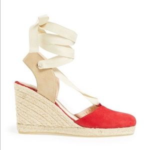 SJP red tie up espadrille GUC